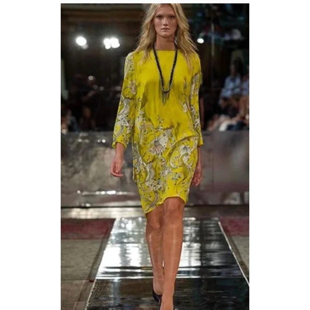 Rutzou Dress Womens 4 Yellow Floral Shift The Blooming Whin Art Nouveau Boho‎